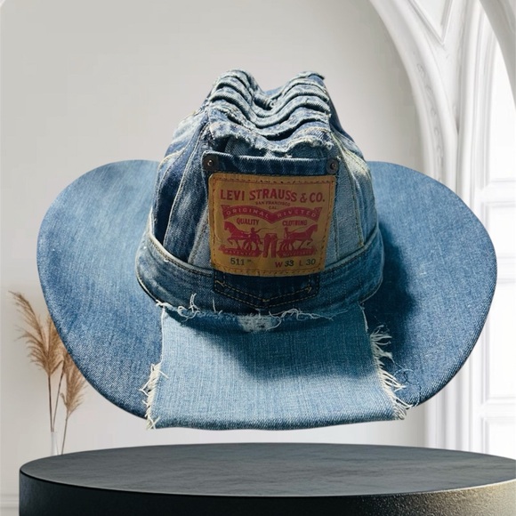 Denim Patchwork Bucket Hat - Blue - Picture 3 of 7